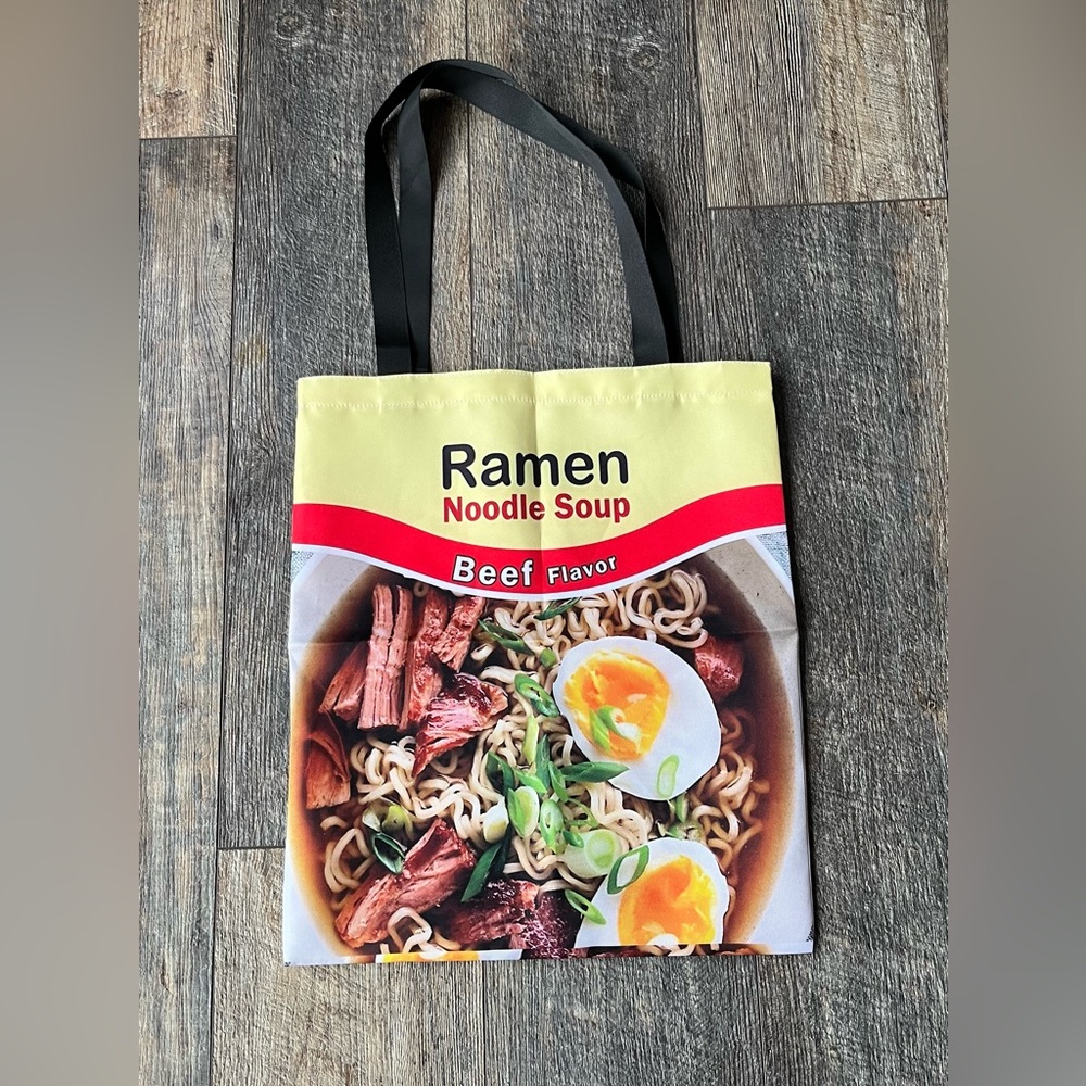Ramen Noodle Tote Bag Foodie Shopping Bag Kawaii Novelty Reusable Tote